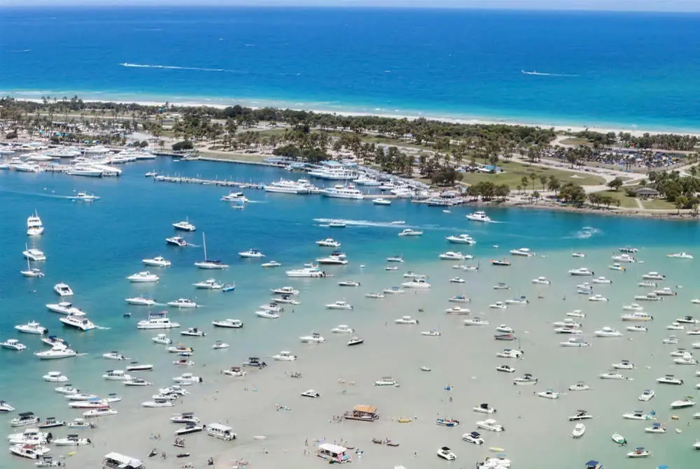 Aerial view of Bill Bird Marina and Haulover Park